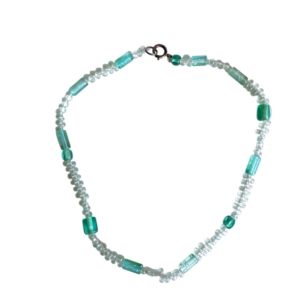 Vintage Y2K Handmade Mermaid Blue Teal Beaded Whimsical Necklace